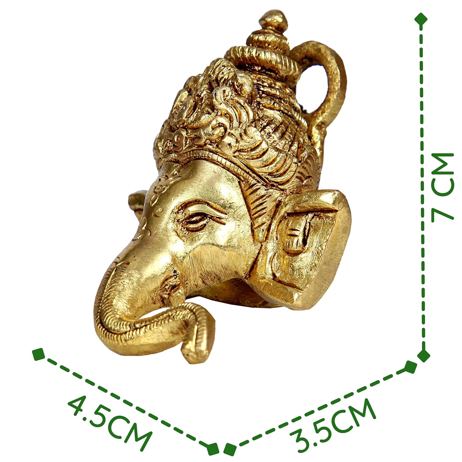 Divine Artz | Ganesh Face Wall Hanging | Brass Ganesha Idol Wall Hanging | Wall Hanging Ganesha 7cm Height, Gold Colour(1 Piece)