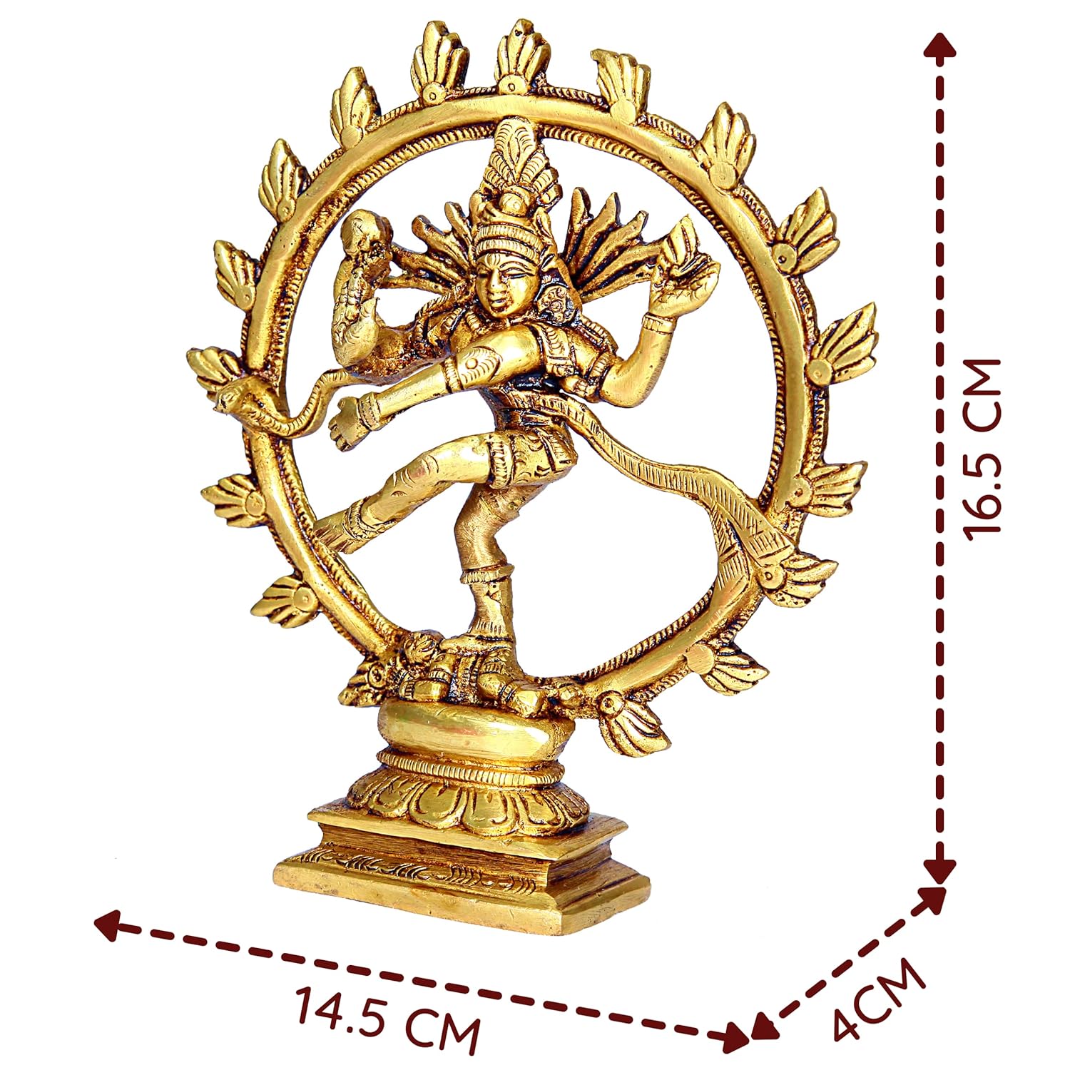 Divine Artz | Nataraj Statue Brass | Nataraja Idol Brass | Lord Nataraja Statue Brass, Height 16.5 CM Gold Colour 1 Piece