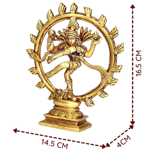 Divine Artz | Nataraj Statue Brass | Nataraja Idol Brass | Lord Nataraja Statue Brass, Height 16.5 CM Gold Colour 1 Piece