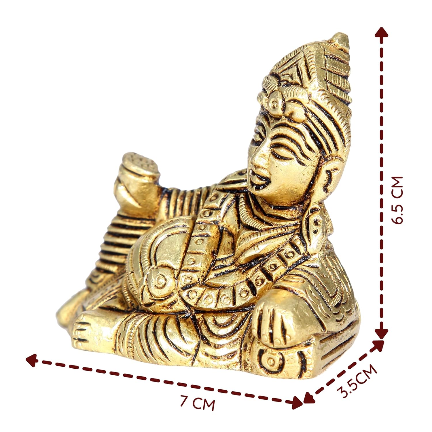 Divine Artz | Kuber Maharaj Murti | Kuber Maharaj Idol | Kuber Maharaj Ki Murti Brass, 6.5Cm Height, Gold Colour, 1 Piece