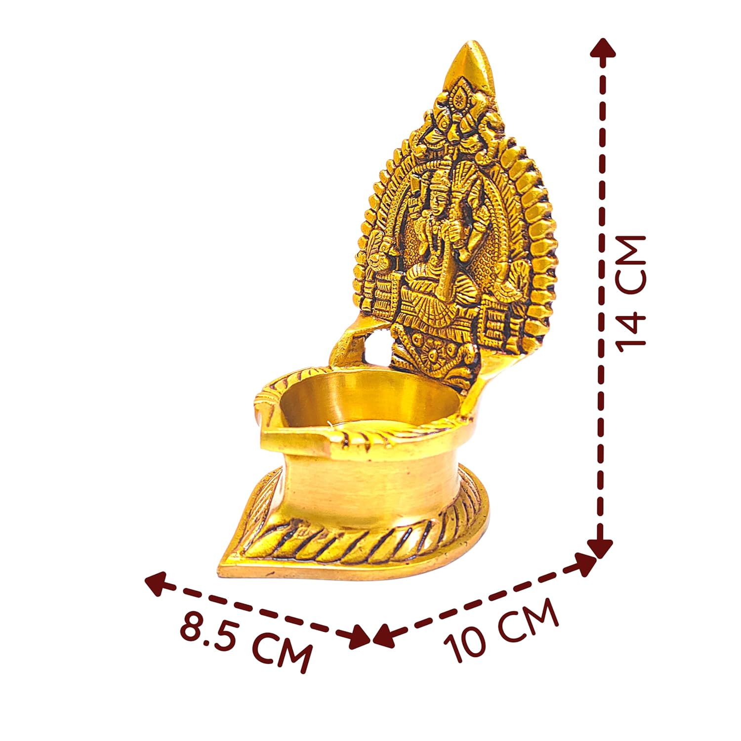 Divine Artz | Premium Kamatchi Amman Vilakku Brass Kamakshi Vilakku for Pooja | Kamakshi Deepam Big | Kamatchi Vilakku Big, Brass, Height 14 CM, Gold Colour, 1 Piece