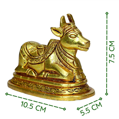 Divine Artz | Brass Nandi Idol, Medium, Gold Colour - (1 Piece)