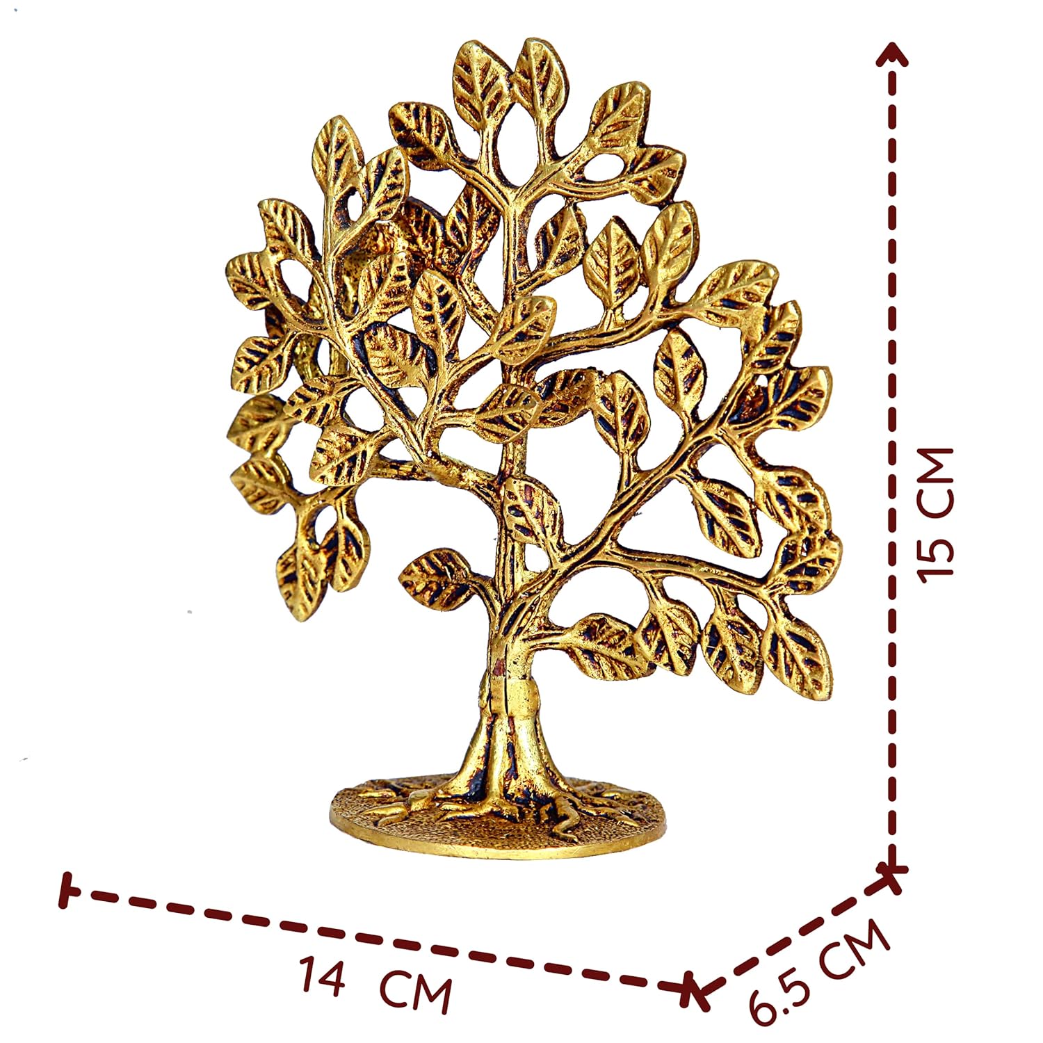 Divine Artz |  Karpaga Viruksham Tree | Kalpavriksha Tree | Kalpa Vruksha Tree Brass, 15cm Height, Gold Colour - (1 Piece)