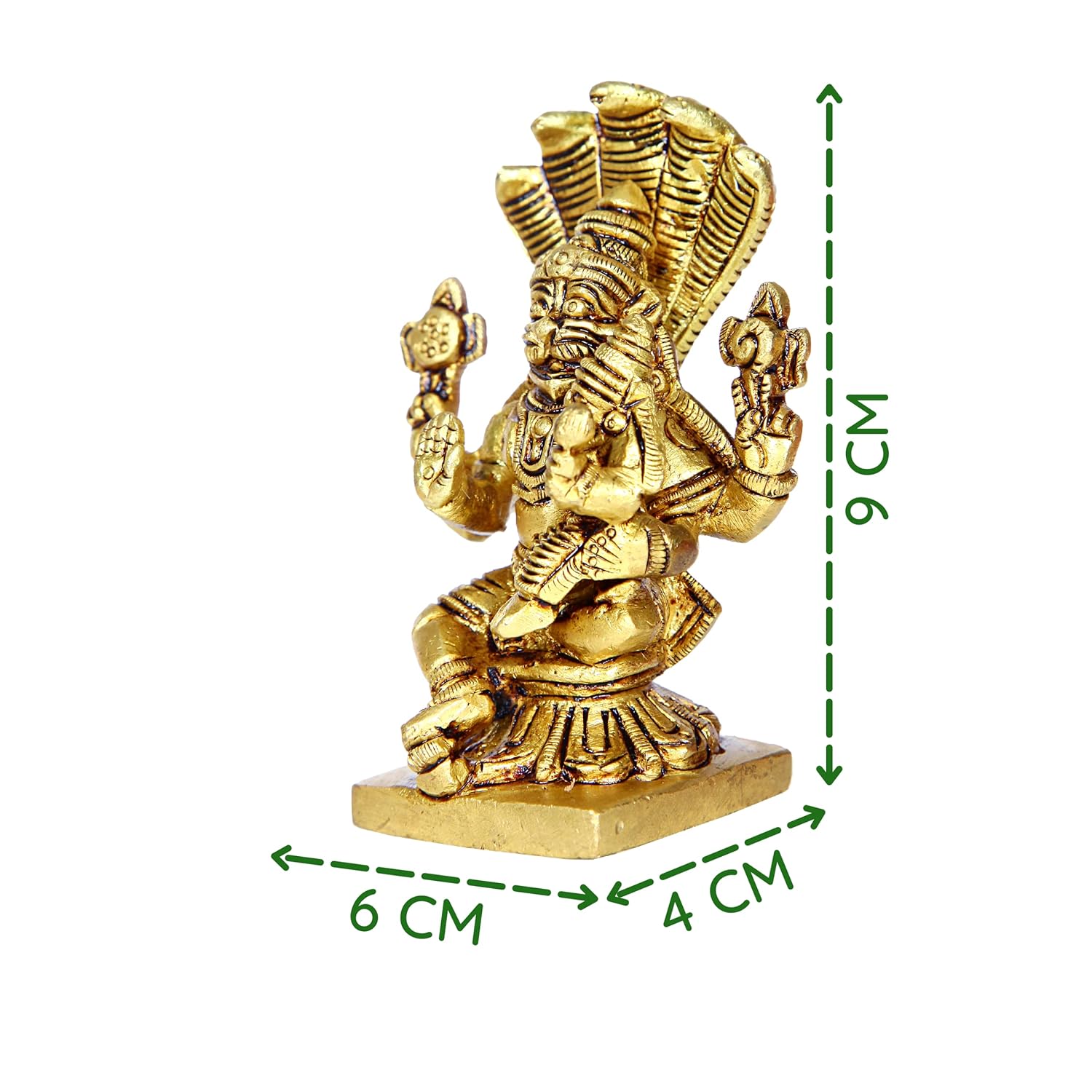 Divine Artz | Lakshmi Narasimhar Statue | Lakshmi Narasimha Statue | Lakshmi Narasimhar Idol | Lakshmi Narasimha Swamy Idol Brass 9cm Height, Brass, Gold Colour(1 Piece)