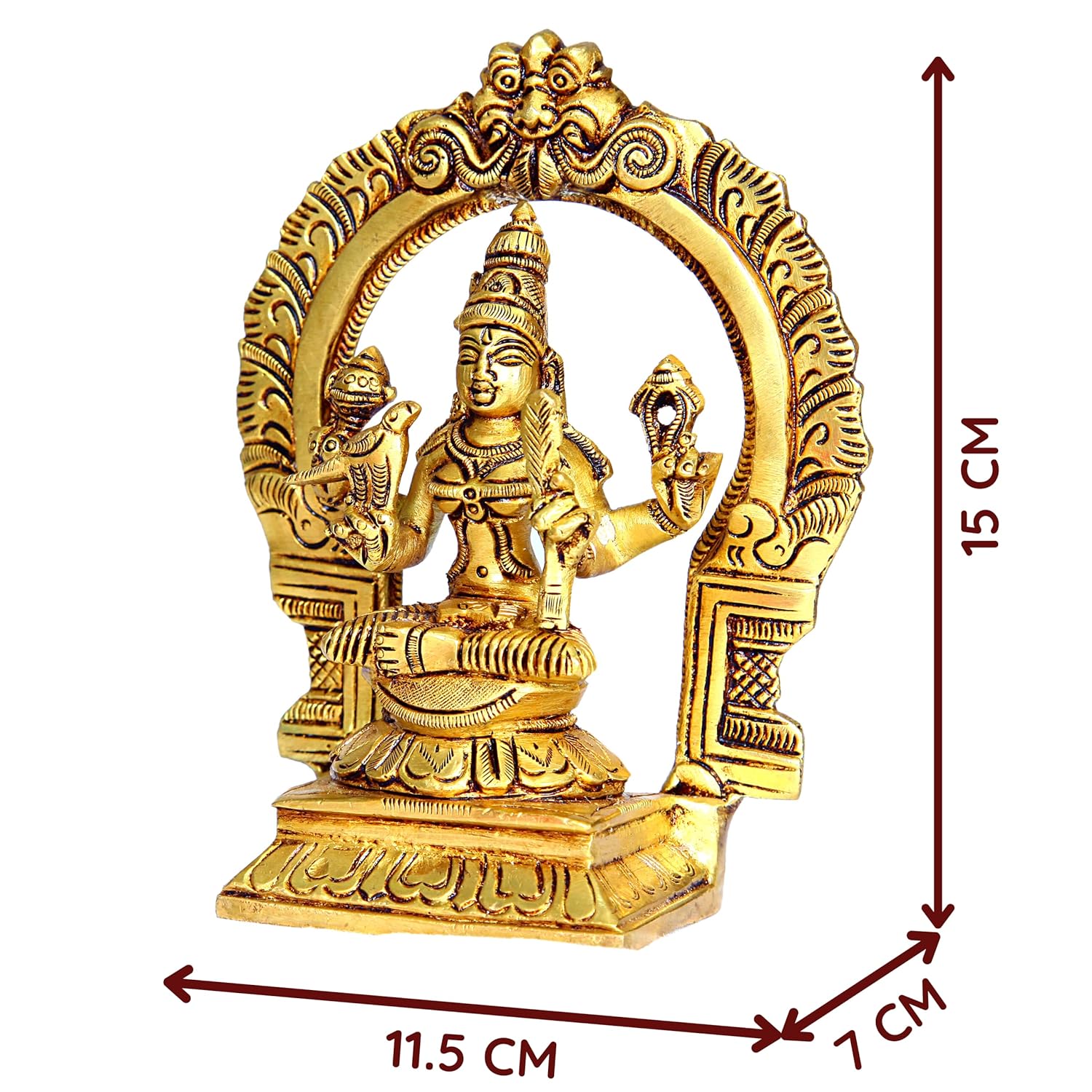 Divine Artz | Kamakshi Amman Statue with Thiruvachi Big | Big Kanchi Kamakshi Brass Idol | Kamatchi Amman Idol | Kamakshi Idol Brass, Height 15cm Gold Colour 1 Piece