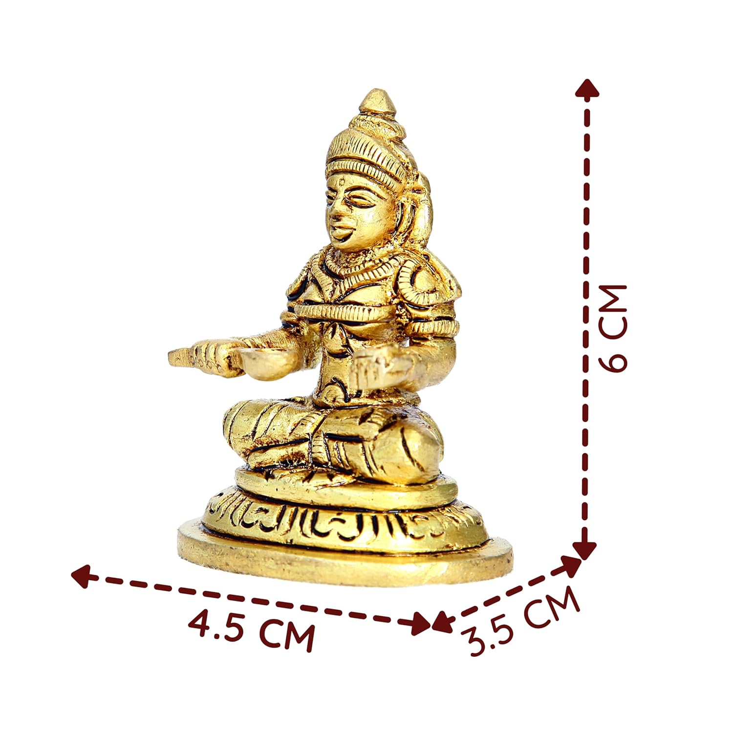 Divine Artz | Annapurani Idol Mini | Annapoorani Idol Mini | Annapoorani for Kitchen | Annapurani Silai Brass, 6cm Height, Brass, Gold Colour, 1 Piece