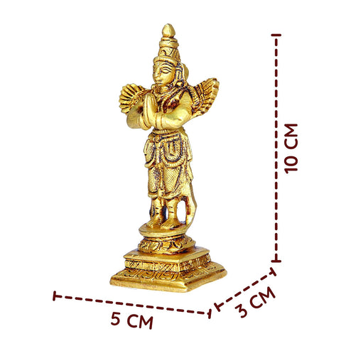 Divine Artz | Garudalwar Statue Brass Small | Small Garudalwar Idol | Small Karudan Idol Brass, 10cm Height, Gold Colour - (1 Piece)