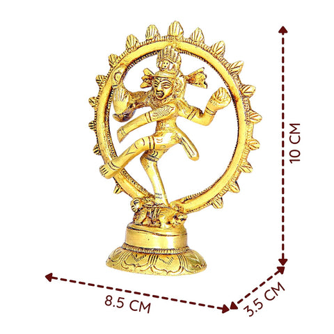 Divine Artz | Nataraj Statue Small | Nataraja Statue Small | Natarajar Statue Small Brass 10 CM Height, Gold Colour 1 No