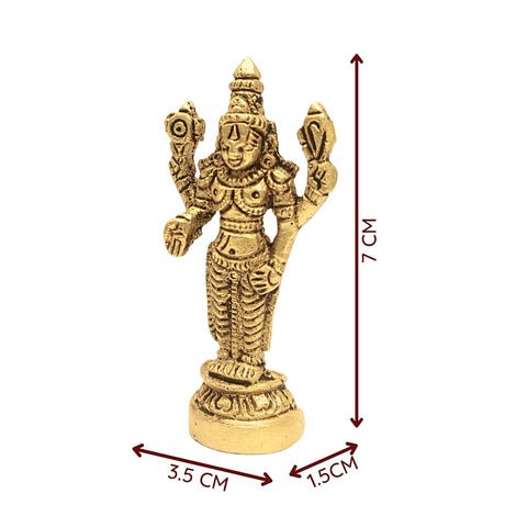 Divine Artz | Tirupati Balaji Idol Mini | Venkateshwara Swamy Idol Mini | Balaji Idol Brass, 7cm Height, Gold Colour, 1 Piece