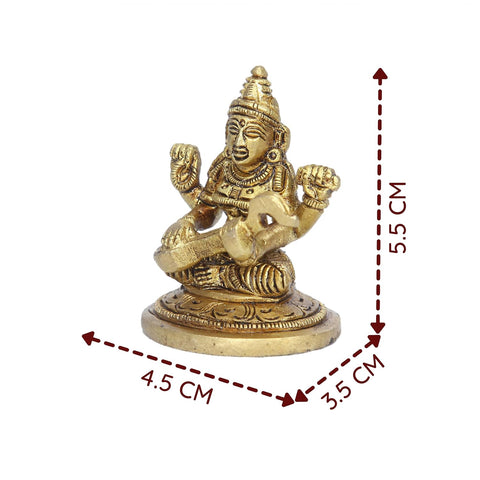 Divine Artz | Saraswati Idol | Saraswati Idol Small | Saraswati Idol Brass, 5.5Cm Height, Gold Colour, 1 Piece