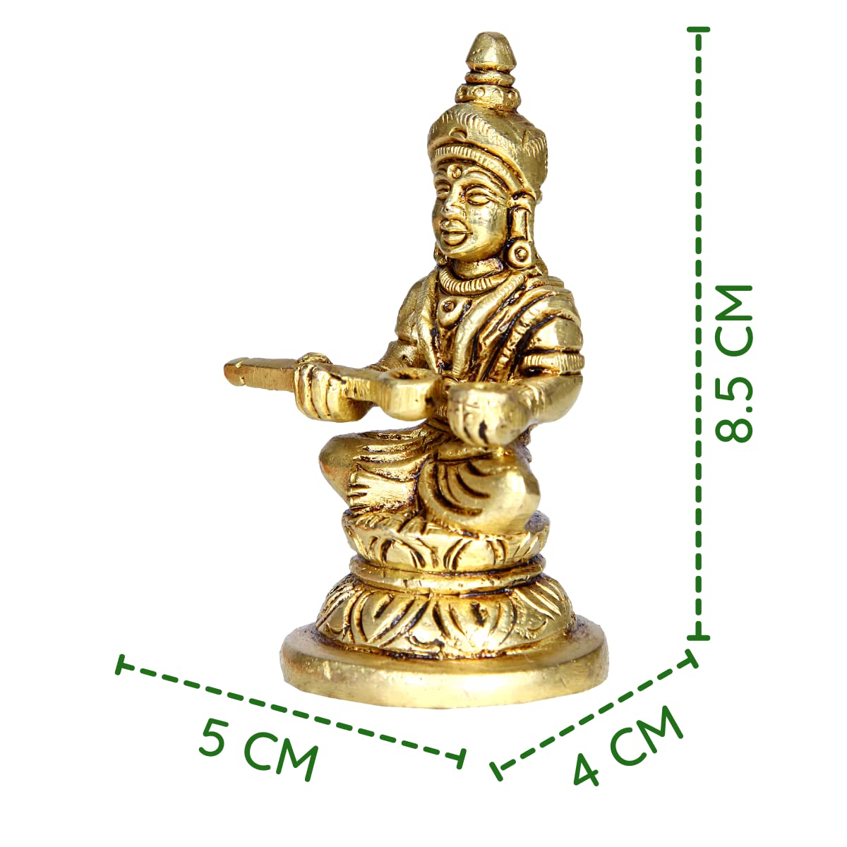 Divine Artz | Brass Annapoorani Statue | Brass Annapurna Devi Idol | Annapurani Silai Brass, 8.5cm Height, Gold Colour - (1 Piece)