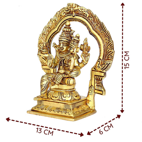 Divine Artz | Swarna Akarshana Bhairavar Silai with Thiruvachi | Sorna Akarshana Bhairavar Statue | Swarna Akarshana Bhairava Idol Brass, Height 15CM Gold Colour 1 Piece