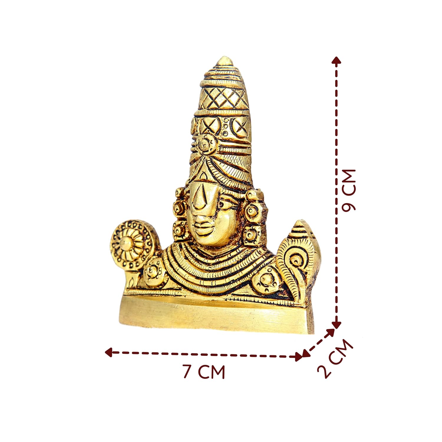 Divine Artz | Balaji face Wall Hanging Small | Small Lord Balaji Face Wall Hanging | Tirupati Balaji Face Wall Hanging Metal, Brass, 9 CM Height, Gold Colour, 1 Piece