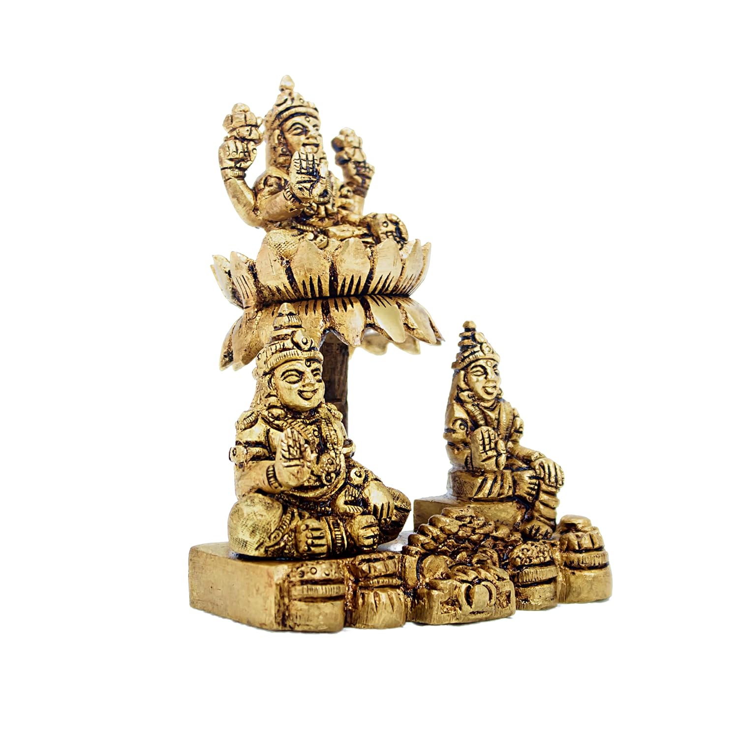 Divine Artz | Lakshmi Kubera Statue | Lakshmi Kuberar Idol Brass | Kuber Laxmi Murti Statue, Brass, 5 Inches Height, Gold Colour, 1 Piece