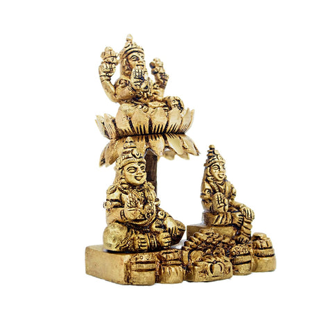 Divine Artz | Lakshmi Kubera Statue | Lakshmi Kuberar Idol Brass | Kuber Laxmi Murti Statue, Brass, 5 Inches Height, Gold Colour, 1 Piece