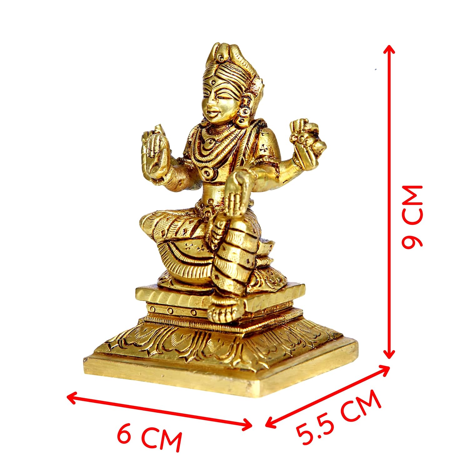 Divine Artz | Balambika Idol Brass Small | Premium Finish Balambigai Statue Square Base | Small Bala Tripura Sundari Idol, 9cm Height, Gold Colour(1 Piece)