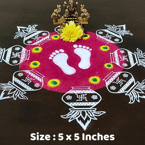 Divine Artz | Lakshmi Padam Rangoli Stencil Wooden, Rangoli Sacha Wooden, 1 Piece (5x5 Inches)