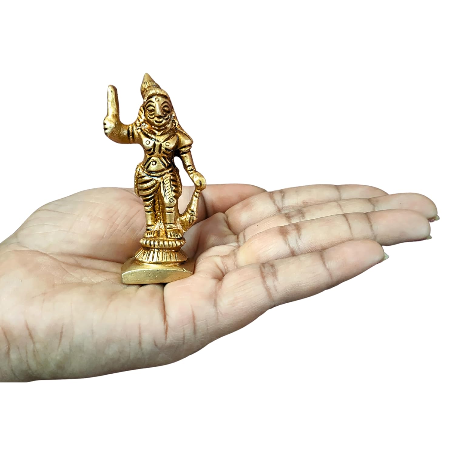 Divine Artz | Madurai Veeran Idol Small | Small Madurai Veeran Statue | Small Madurai Veeran Silai Brass, Height 7 CM, Gold Colour, 1 Piece