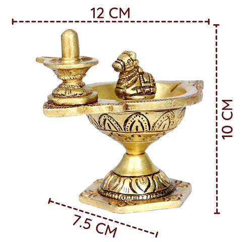 Divine Artz | Pradosha Vilakku Brass | Brass Shivling Diya | Sivalinga Vilakku Brass, 10cm Height, Gold Colour - (1 Piece)