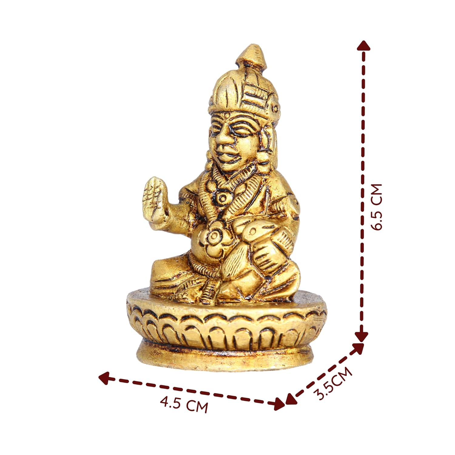 Divine Artz | Kuber Murti Oval Base | Kubera Statue Small | Brass Kuber Statue for Vastu, 6.5Cm Height, Gold Colour, 1 Piece