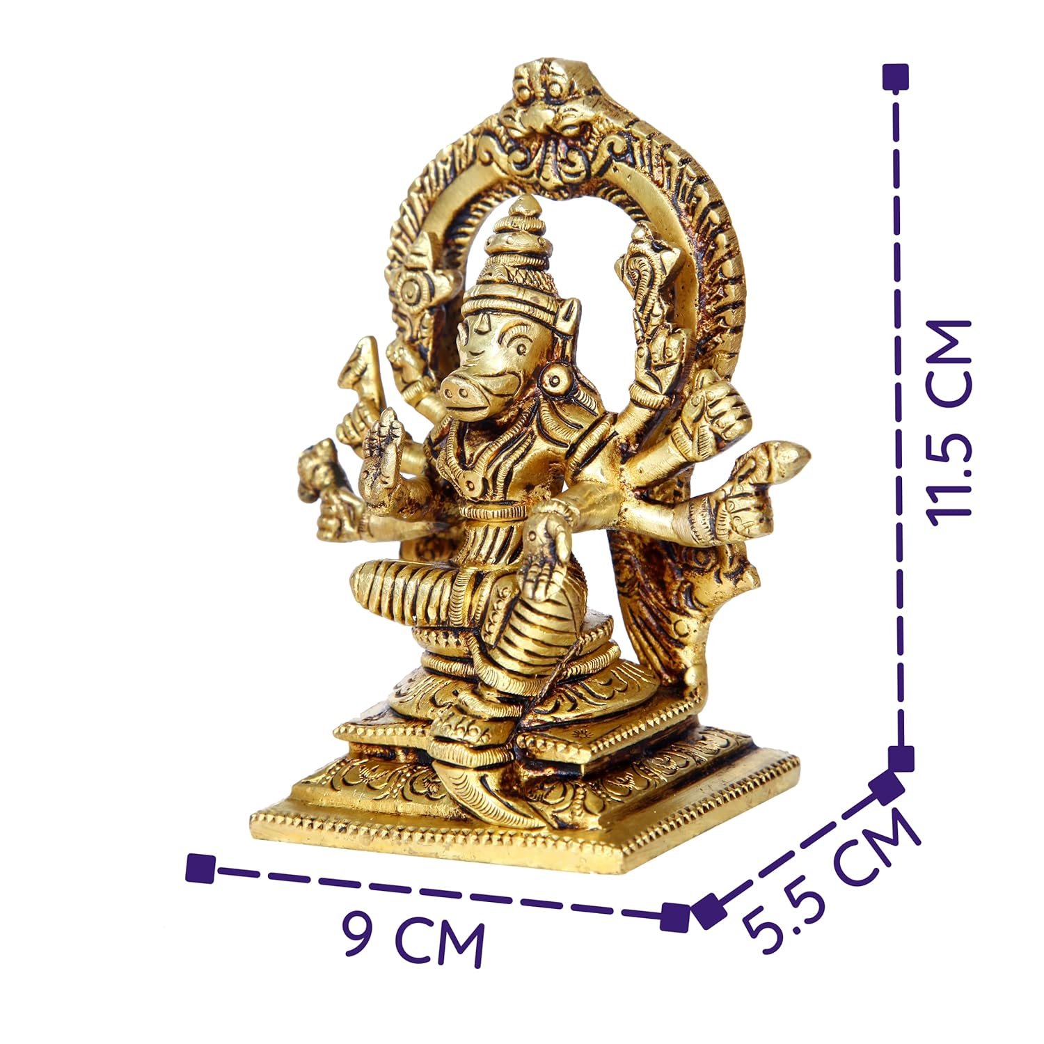 Divine Artz | Brass Varahi Amman Statue with Thiruvachi, Medium, Gold Colour - (1 Piece)