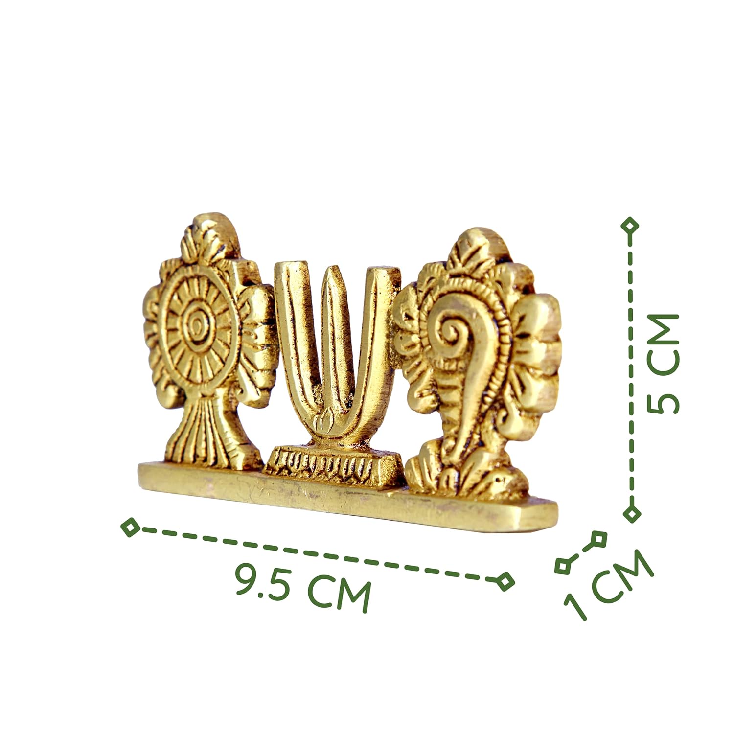 Divine Artz | Vadakalai Shankh Chakra Namah Stand/Vadakalai Thiruman Sangu Chakram Stand, Brass, 5cm Height, Gold Colour, 1 Piece