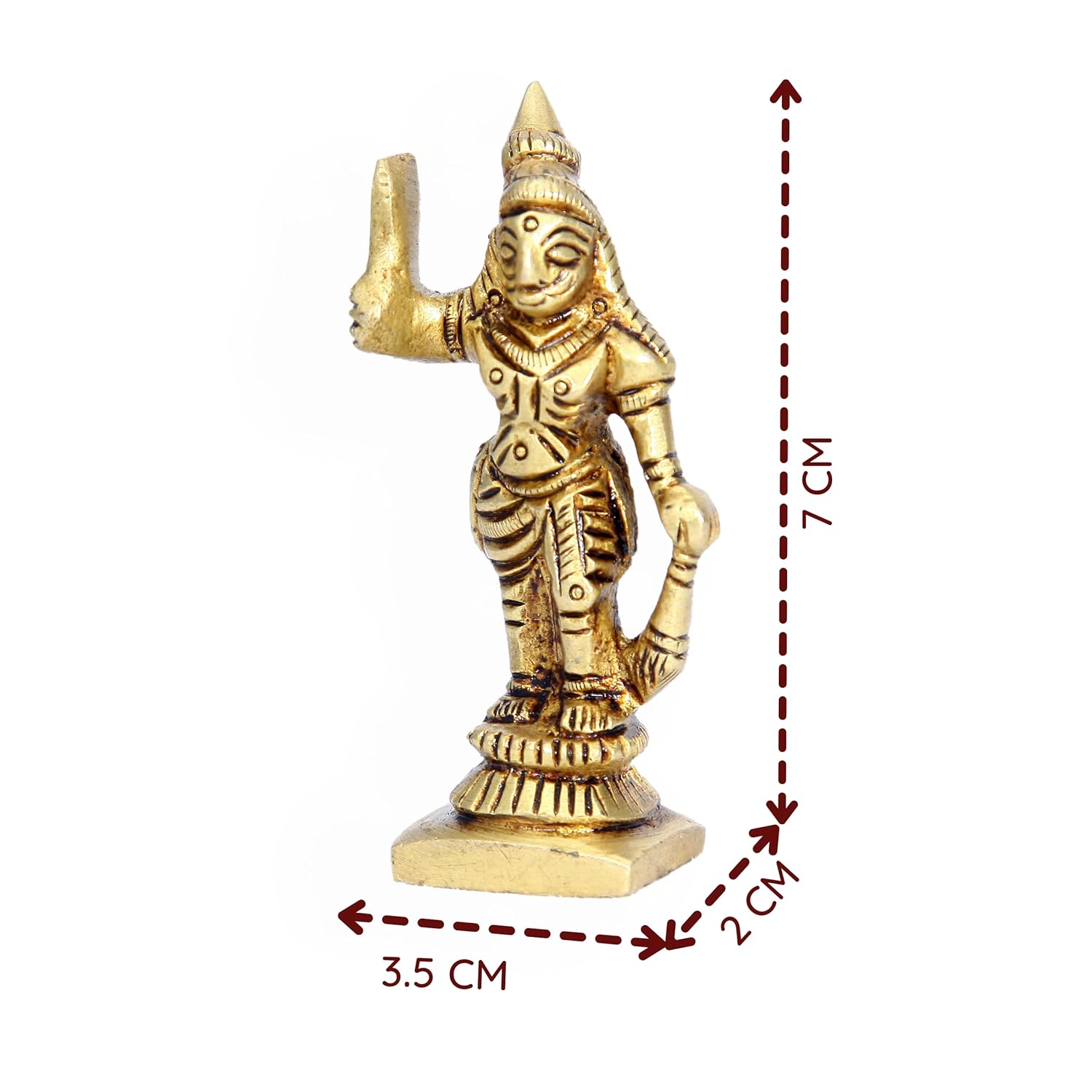 Divine Artz | Madurai Veeran Idol Small | Small Madurai Veeran Statue | Small Madurai Veeran Silai Brass, Height 7 CM, Gold Colour, 1 Piece