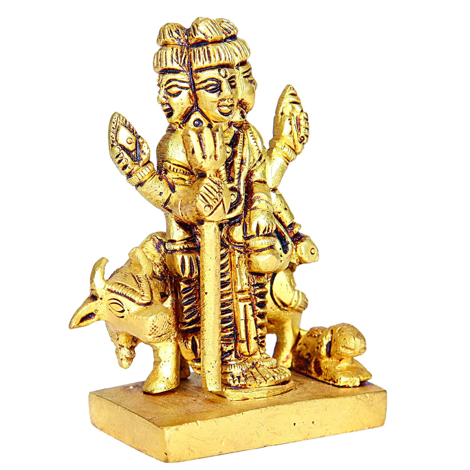 Divine Artz | Datta Murti Small | Dattatreya Idol Small | Dattatreya Murti Small | Datta Guru Murti Small | Dattatreya Idol Brass 8 CM Height Brass Gold Colour 1 Piece