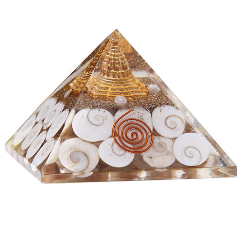 Divine Artz | Orgonite Pyramid with Mahameru Shree Yantra - Energy Generator Pyramid Vastu Pyramid Reiki Healing Pyramids & Feng Shui Pyramid (3 Inch Width X 2 Inch Height) 1 Piece