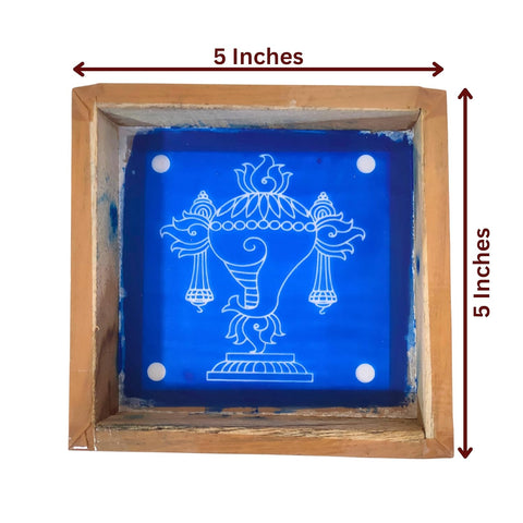 Divine Artz | Shankh Kolam Rangoli Stencil Wooden, Rangoli Sacha Wooden, 1 Piece (5x5 Inches)