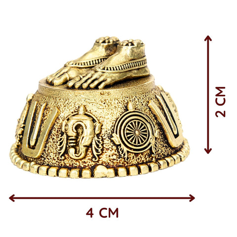 Divine Artz | Balaji Charan Paduka | Vishnu Charan Paduka | Charan Paduka for Puja Brass, Gold Colour 1 No (4 CM Diameter)