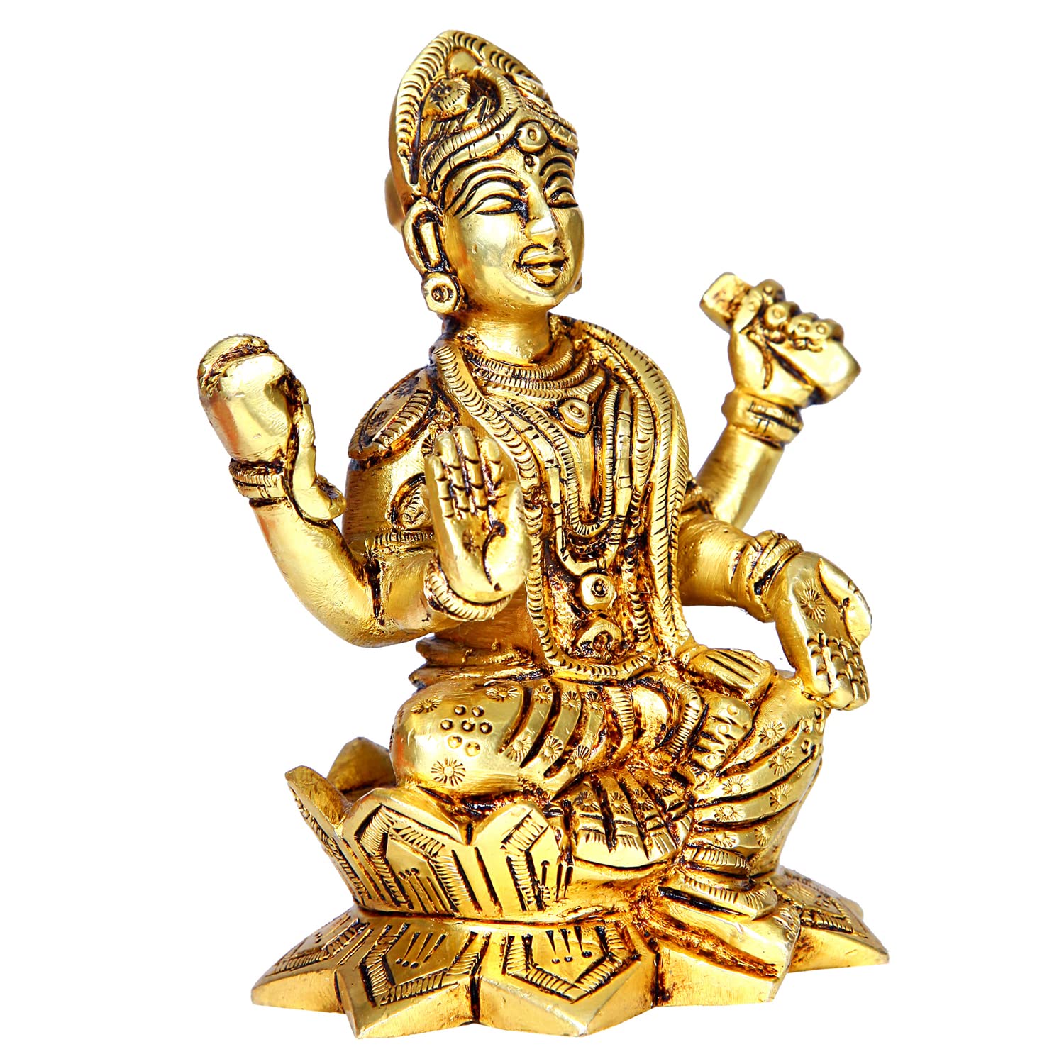 Divine Artz | Balambika Idol Brass | Premium Finish Balambigai Statue | Bala Tripura Sundari Idol, 10cm Height, Gold Colour - (1 Piece)