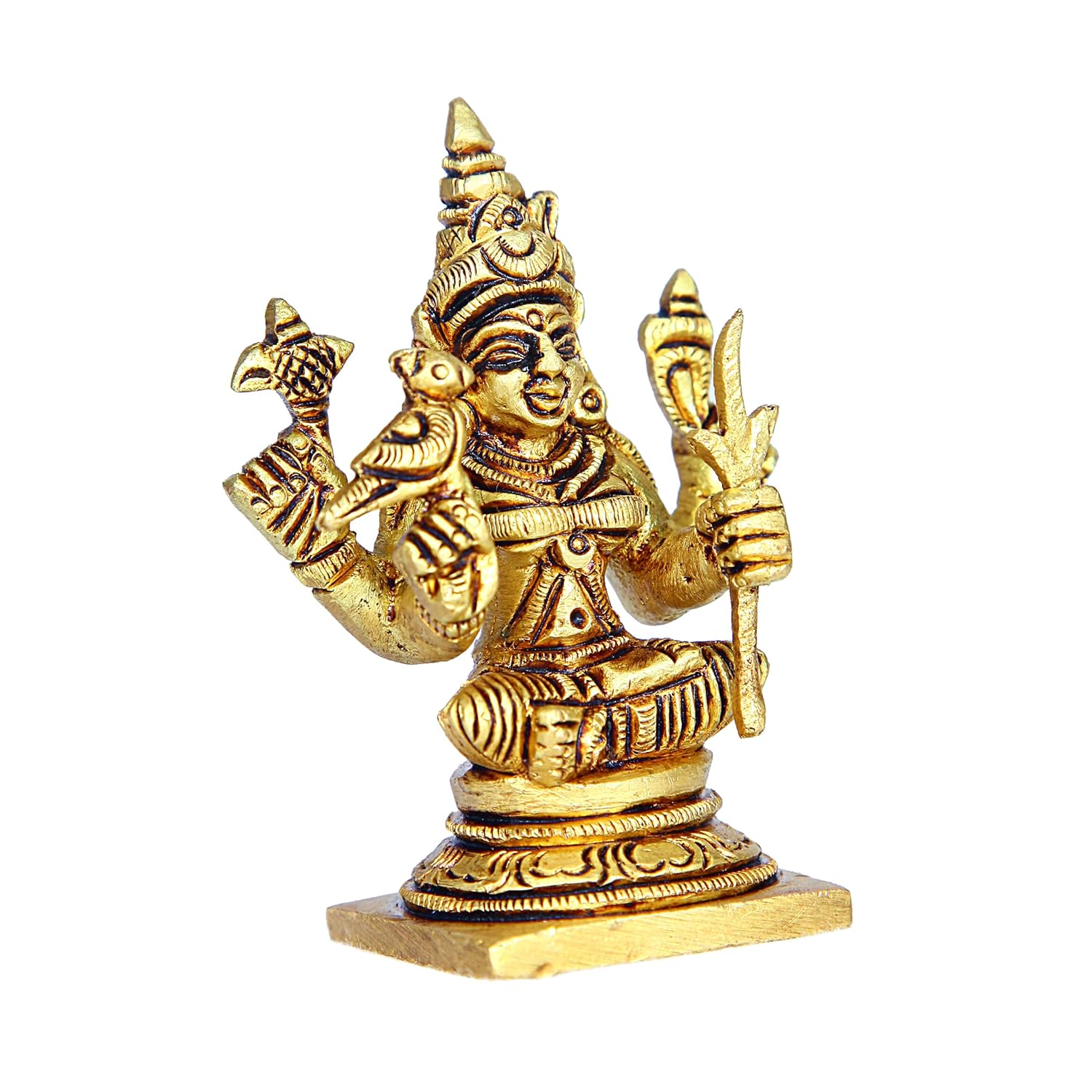 Divine Artz | Kamakshi Amman Statue | Kamakshi Amman Idol | Kamatchi Amman Silai Brass, 7cm Height, Gold Colour - (1 Piece)