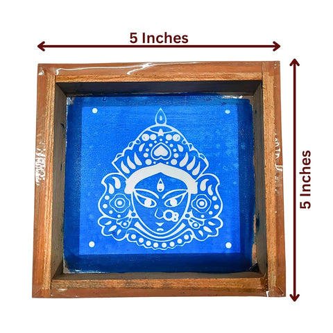 Divine Artz | Maa Durga Face Rangoli Stencil Wooden, Rangoli Sacha Wooden, 1 Piece (5x5 Inches)