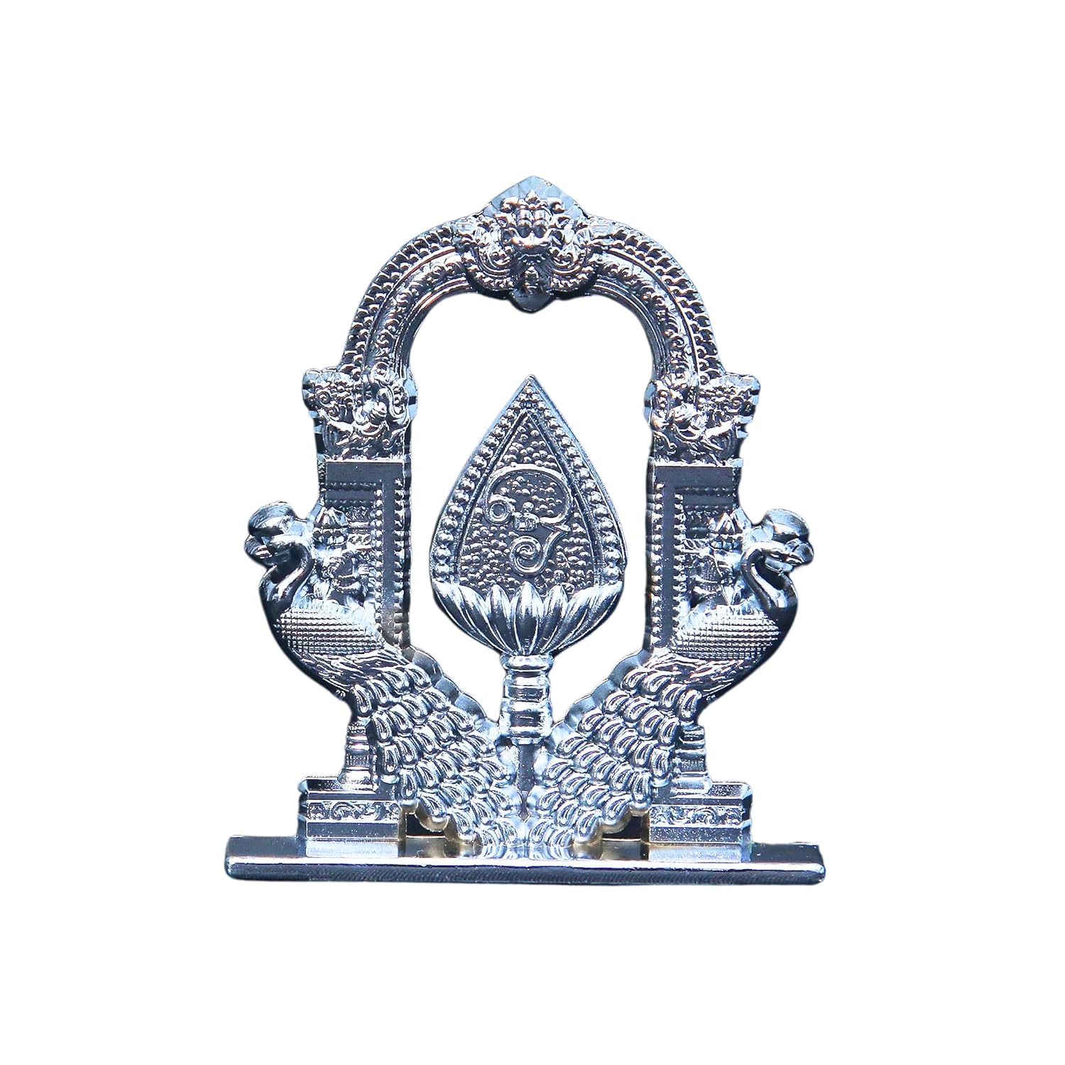 Divine Artz | Vel with Peacock for Car Dashboard | Vel for Car Dashboard | Murugan Vel for Car Dashboard, Metal, 1 Piece (Silver Colour)