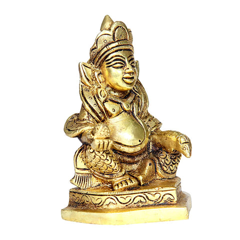 Divine Artz | Kubera Statue Brass | Kuber Statue | Solo Kuber Murti Brass, 9.5cm Height, Gold Colour - (1 Piece)