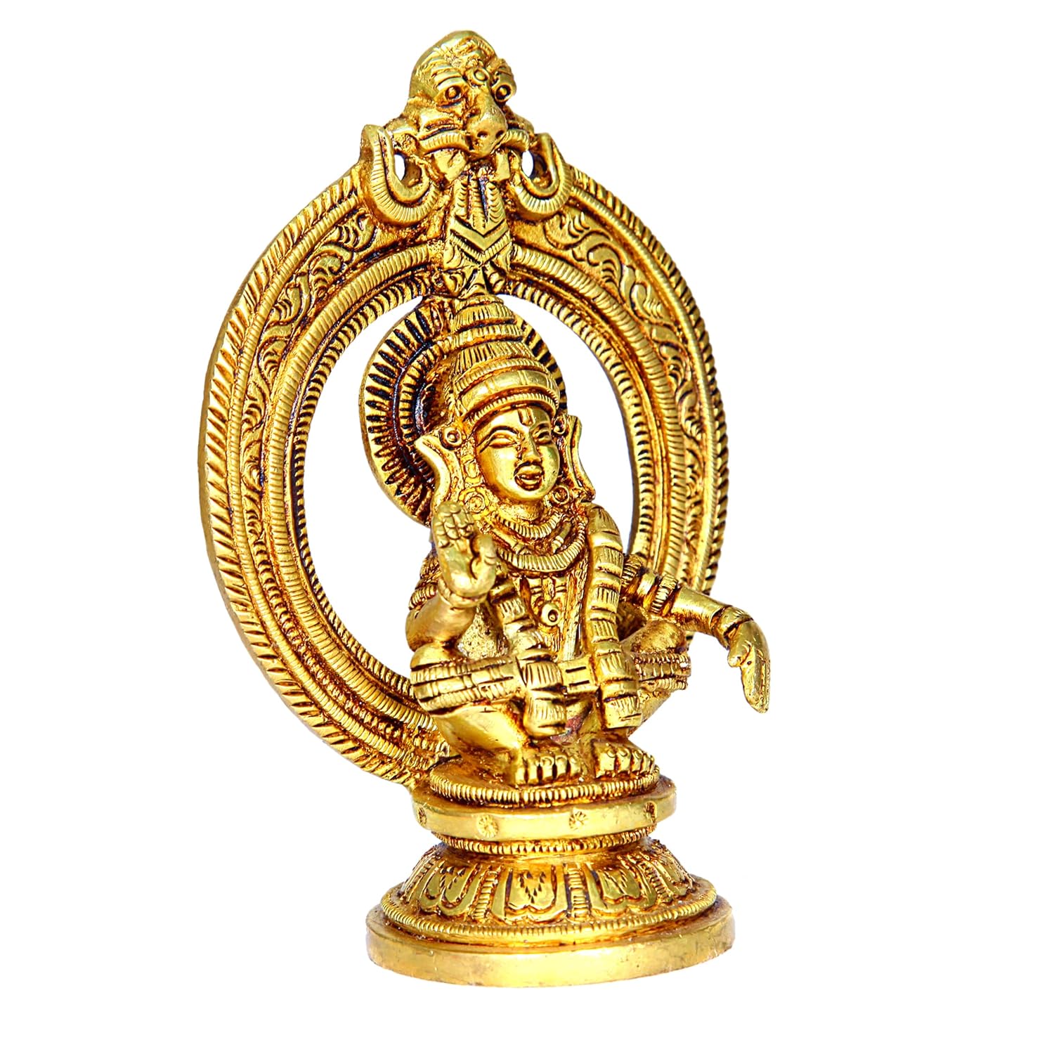 Divine Artz |  Lord Ayyappa Idol with Thiruvachi | Ayyappa Idol for Home | Ayyappa Idol with Arch | Arch Ayyappa Idol Brass, 12.5 CM Height, Gold Colour 1 Piece