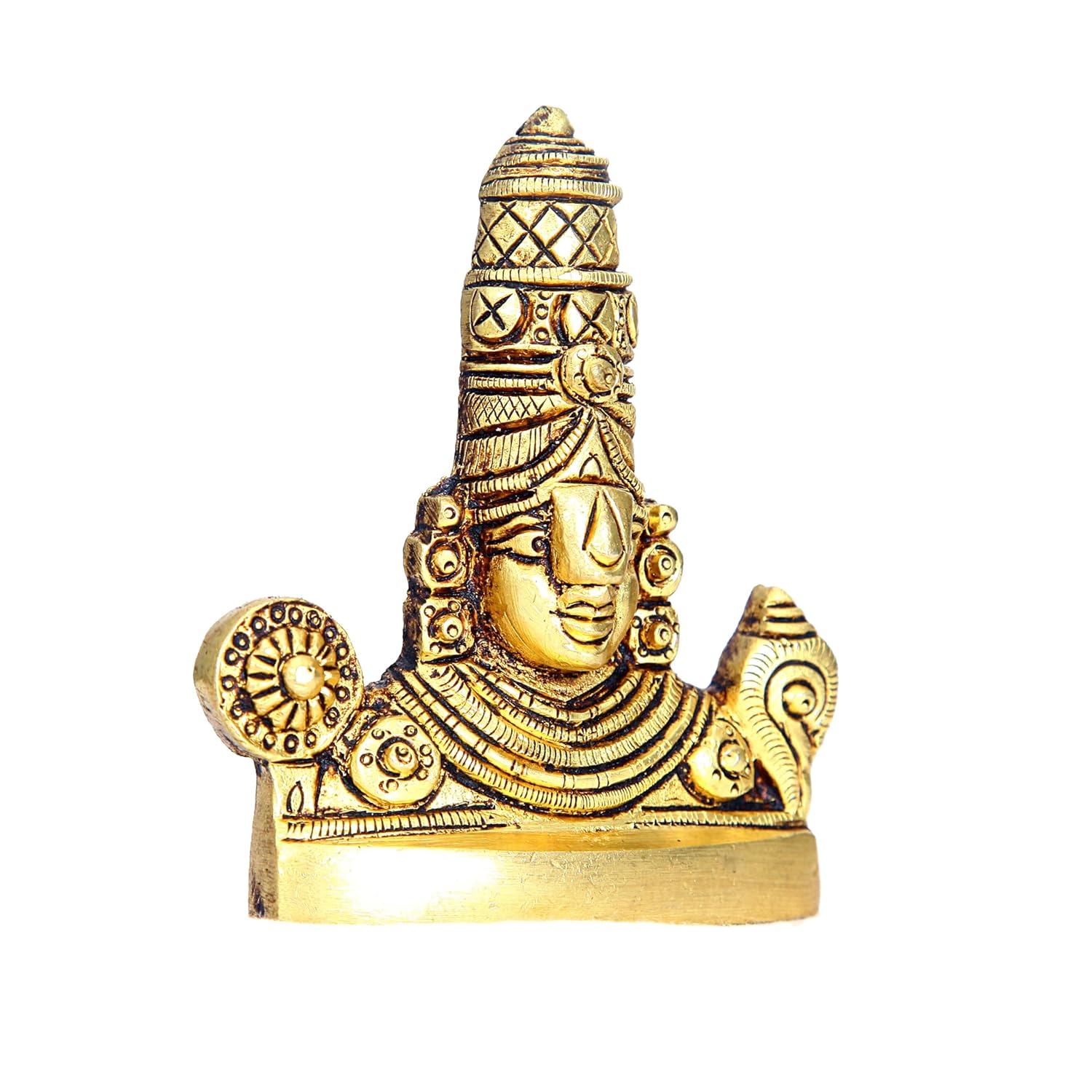 Divine Artz | Balaji face Wall Hanging Small | Small Lord Balaji Face Wall Hanging | Tirupati Balaji Face Wall Hanging Metal, Brass, 9 CM Height, Gold Colour, 1 Piece