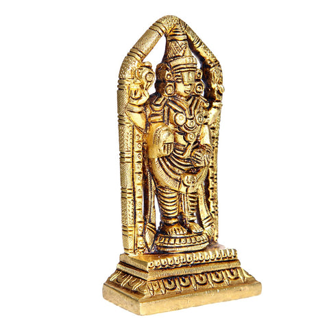 Divine Artz | Lord Venkateswara Idol Brass | Tirupati Balaji Idol Brass | Venkateswara Swamy Idol Brass, Medium, 11 cm, Gold Colour - (1 Piece)