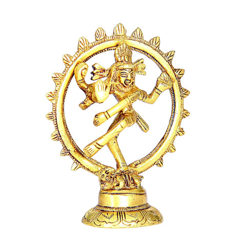 Divine Artz | Nataraj Statue Small | Nataraja Statue Small | Natarajar Statue Small Brass 10 CM Height, Gold Colour 1 No