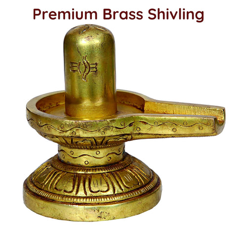 Divine Artz | Brass Shivling | Brass Shiva Lingam | Brass Sivalingam for Puja Brass 8.5CM Height Gold Colour 1 Piece