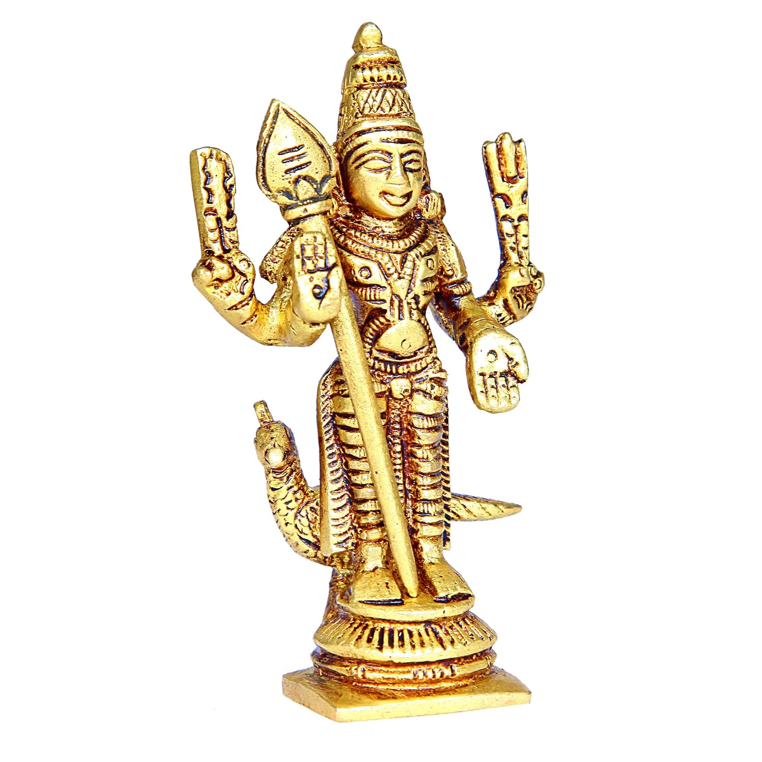 Divine Artz | Murugan Idol Brass Mini | Mini Lord Murugan Statue | Karthikeyan Idol | Mini Murugan Silai Brass 8 CM Height Brass Gold Colour 1 Piece