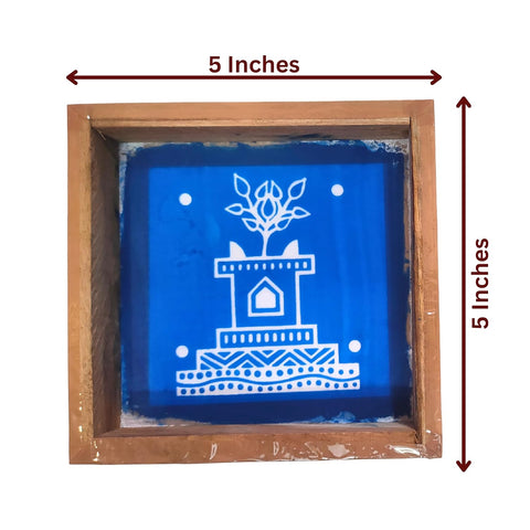 Divine Artz | Thulasi Madam Rangoli Stencil Wooden, Rangoli Sacha Wooden, 1 Piece (5x5 Inches)