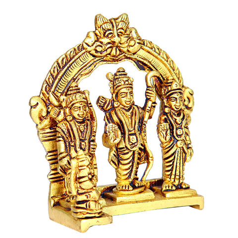 Divine Artz | Ram Darbar Statue Brass | Ram Darbar Murti Brass | Ramar Pattabhishekam Brass 10.5 CM Height Brass Gold Colour 1 Piece