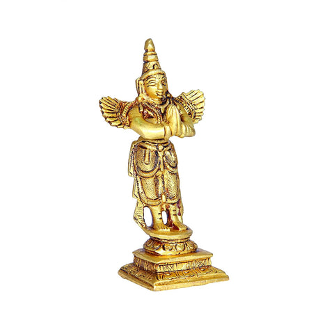 Divine Artz | Garudalwar Statue Brass Small | Small Garudalwar Idol | Small Karudan Idol Brass, 10cm Height, Gold Colour - (1 Piece)