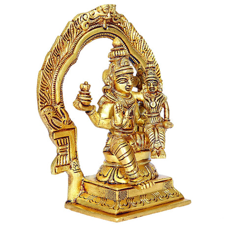 Divine Artz | Swarna Akarshana Bhairavar Silai with Thiruvachi | Sorna Akarshana Bhairavar Statue | Swarna Akarshana Bhairava Idol Brass, Height 15CM Gold Colour 1 Piece