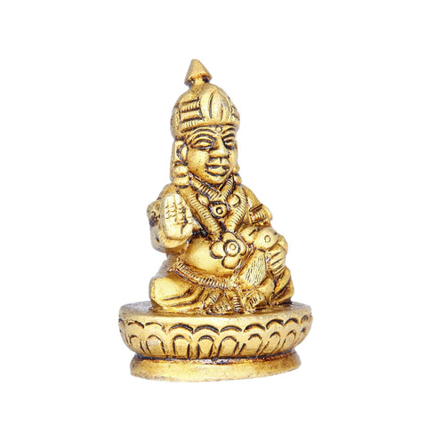 Divine Artz | Kuber Murti Oval Base | Kubera Statue Small | Brass Kuber Statue for Vastu, 6.5Cm Height, Gold Colour, 1 Piece