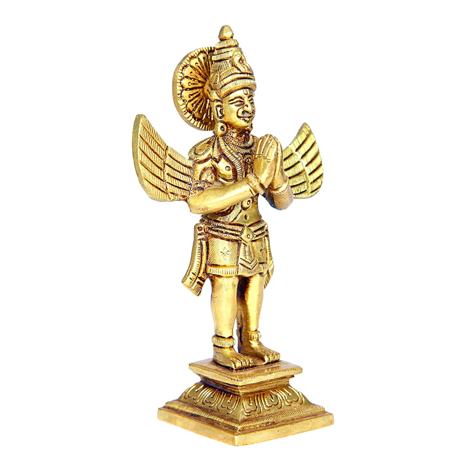 Divine Artz | Garudalwar Statue Brass | Premium Karudalwar Statue 13.5cm Height, Brass, Gold Colour, 1 Piece