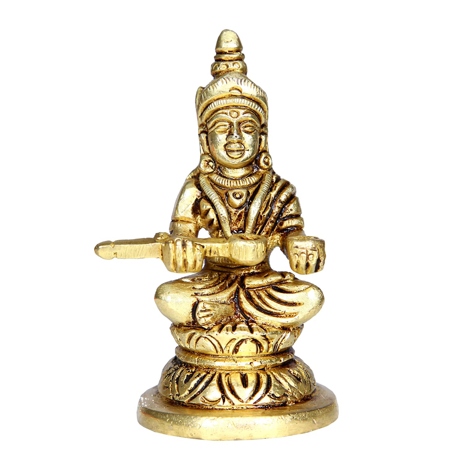 Divine Artz | Brass Annapoorani Statue | Brass Annapurna Devi Idol | Annapurani Silai Brass, 8.5cm Height, Gold Colour - (1 Piece)