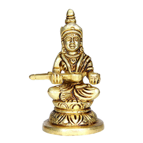 Divine Artz | Brass Annapoorani Statue | Brass Annapurna Devi Idol | Annapurani Silai Brass, 8.5cm Height, Gold Colour - (1 Piece)